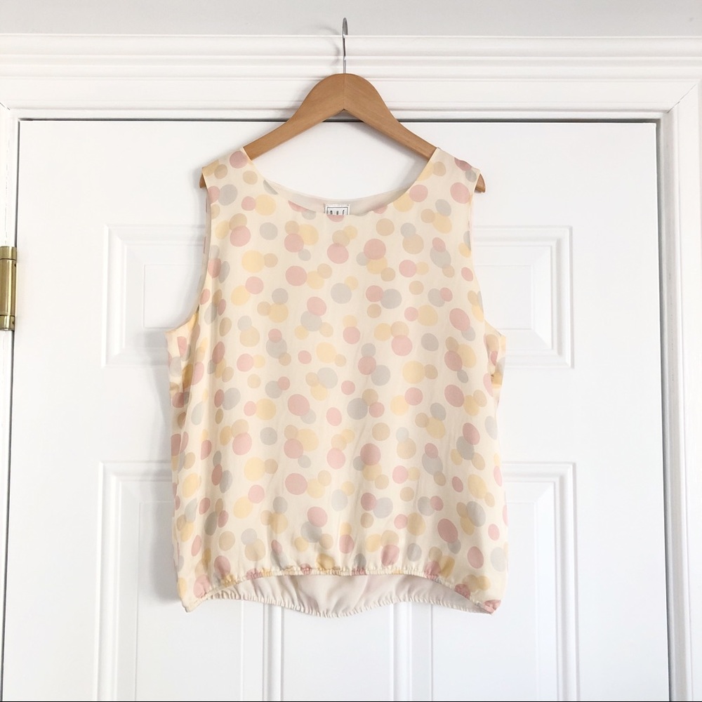 Vintage Silk Pastel Dots Tank, XS to S